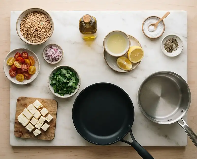 Farro Halloumi Salad 3 farro and halloumi salad Ingredients