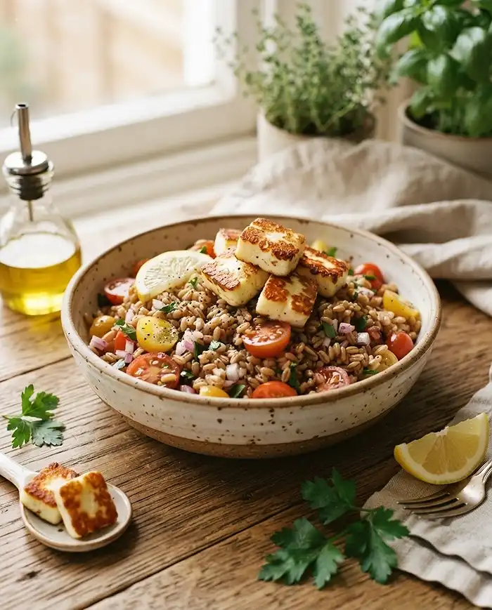 Farro Halloumi Salad 5 farro and halloumi salad