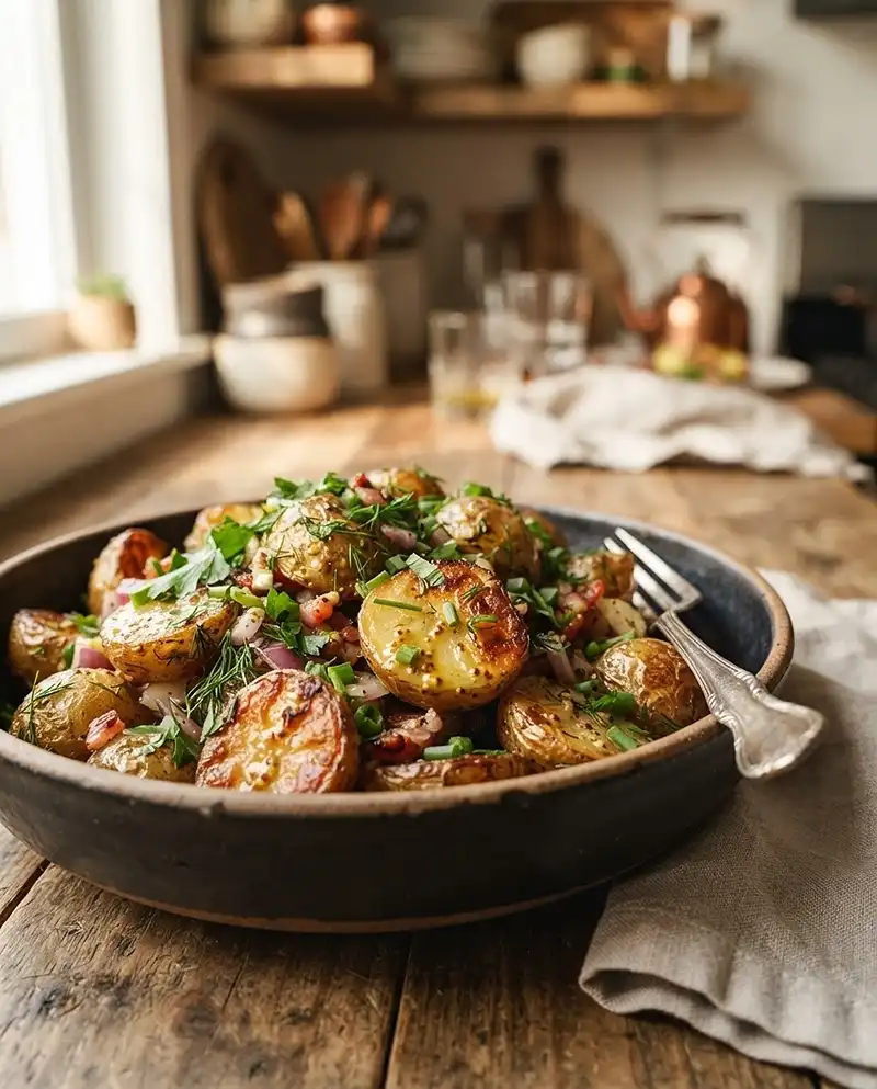 Herb Roasted Potato Salad 5 herb vinaigrette roasted red potato salad