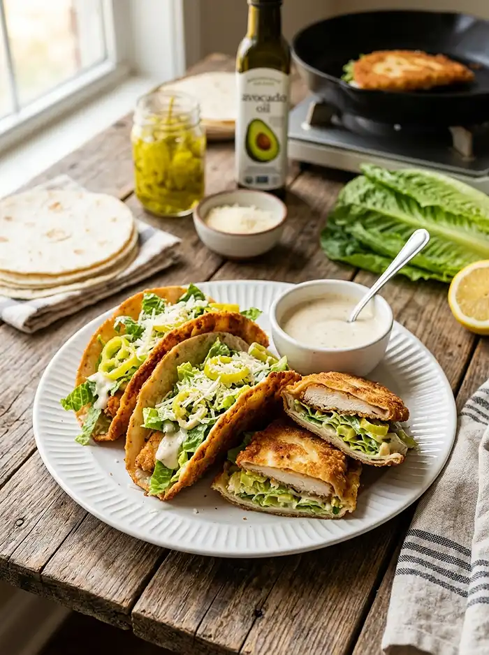 Chicken Caesar Smashed Tacos Recipe 5 smash caesar chicken tacos