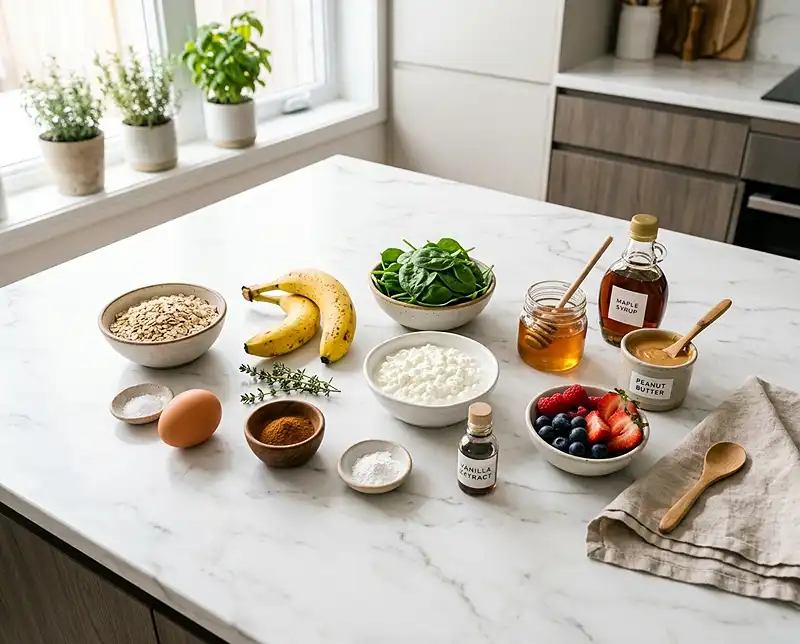 spinach banana cottage cheese pancakes​ Ingredients