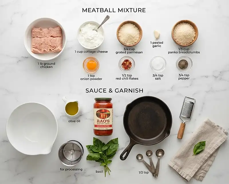 High-Protein Chicken Cottage Cheese Meatballs 3 High-Protein Chicken Cottage Cheese Meatballs Ingredients