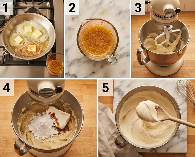 How to Make brown butter cream cheese frosting​