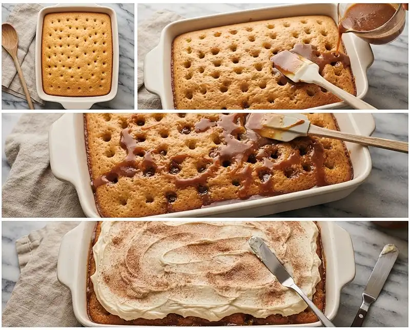 How to Make cinnamon roll poke cake recipe