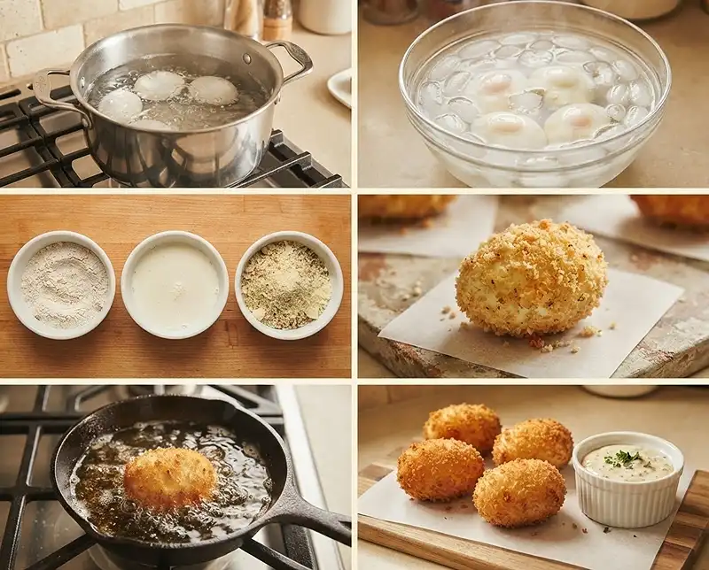 Fried Panko Crust On Egg Ball Bake 4 How to Make fried panko crust on egg ball bake
