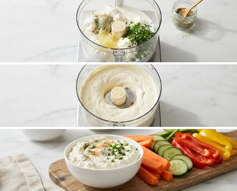 Whipped Cottage Cheese Ranch Dip 4 How to Make whipped cottage cheese ranch dip