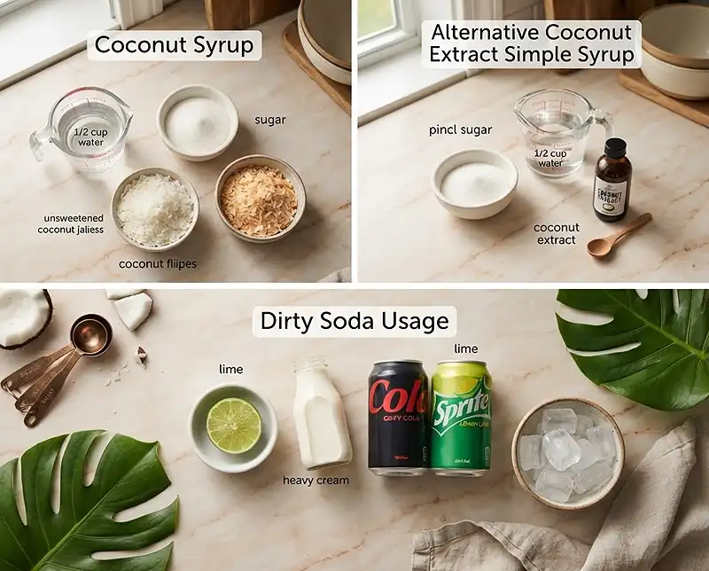 Coconut Syrup for Dirty Soda 3 Ingredients for coconut syrup for dirty soda