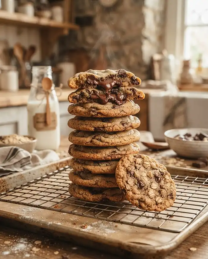 Cookie Recipes 14 Stack of warm bakery-style chocolate chip cookies from classic easy cookie recipes