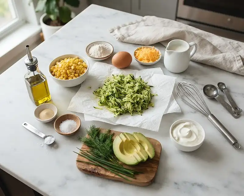 Zucchini Corn Fritters 3 Zucchini and Corn Fritters Ingredients