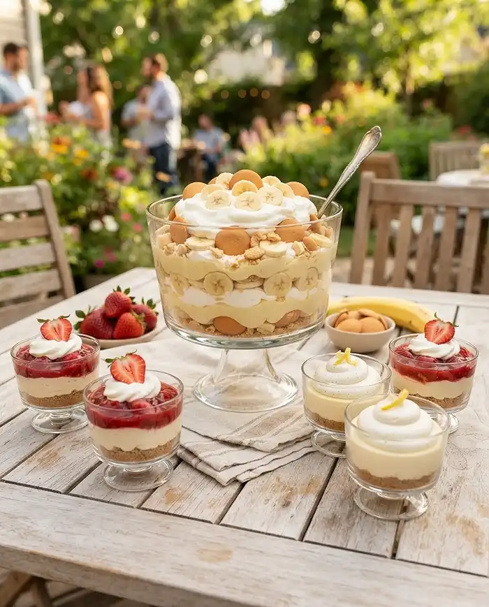 No Bake Dessert Recipes 9 banana pudding trifle and strawberry cheesecake cups