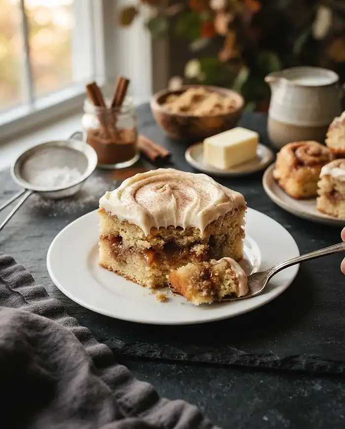 cinnamon roll poke cake