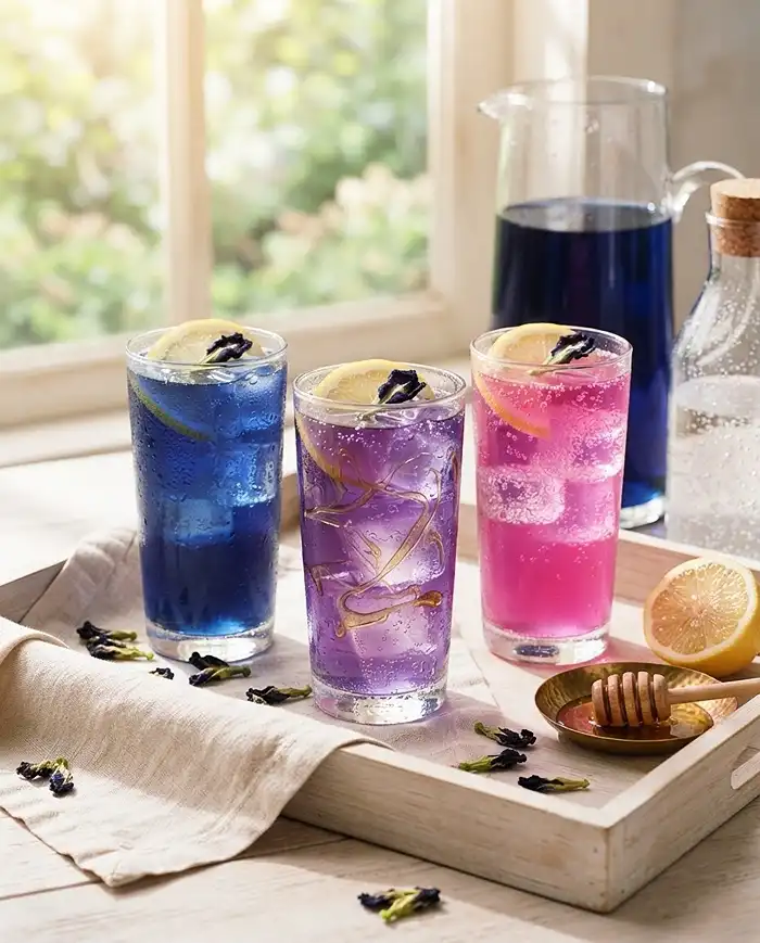 lemonade with butterfly pea flower​