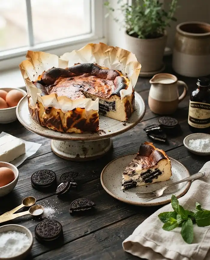 oreo burnt basque cheesecake