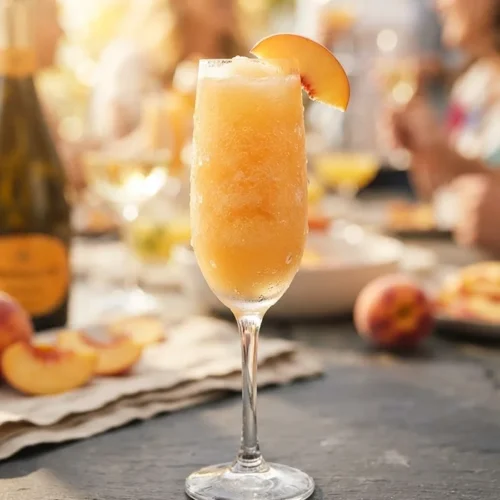 Frozen Peach Bellini Mocktail 2 peach bellini frozen