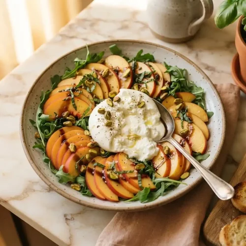 peach burrata salad