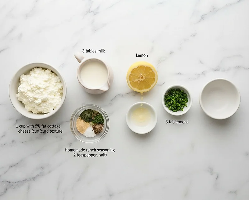 Whipped Cottage Cheese Ranch Dip 3 whipped cottage cheese ranch dip Ingredients