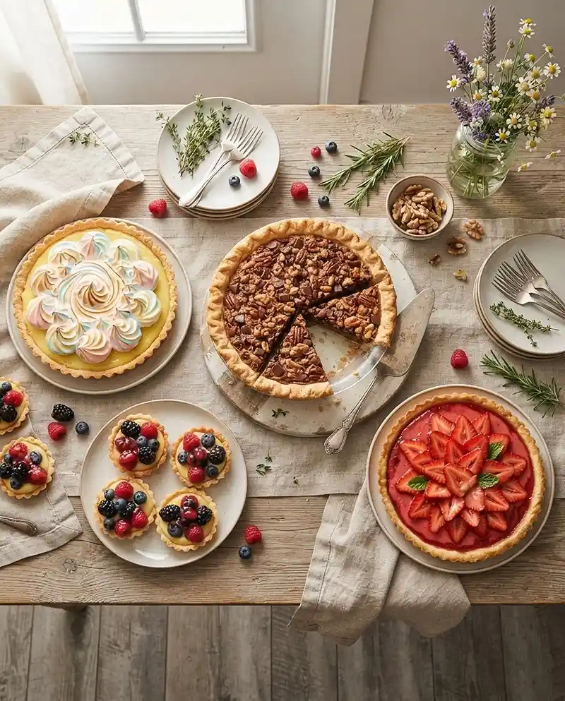 Pie Recipes Everyone Will Want a Slice Of 2 A roundup of pie recipes featuring derby pie, fruit tarts, lemon tart, and strawberry custard tarts