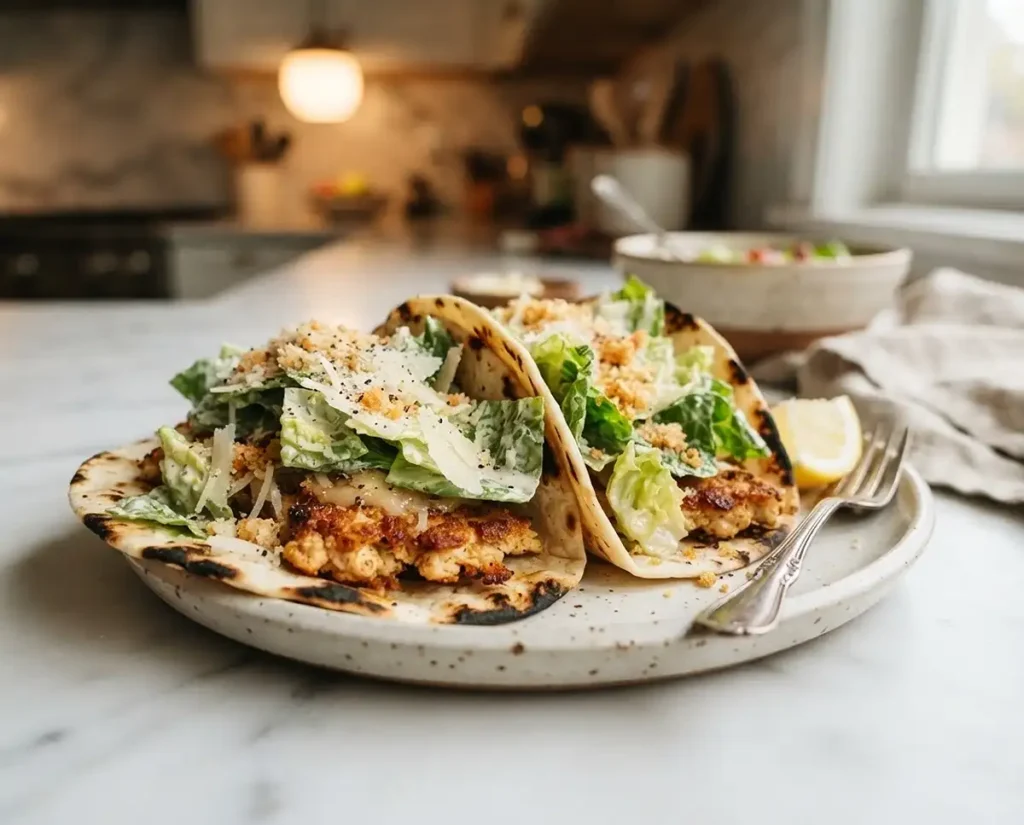 Caesar Chicken Smash Tacos