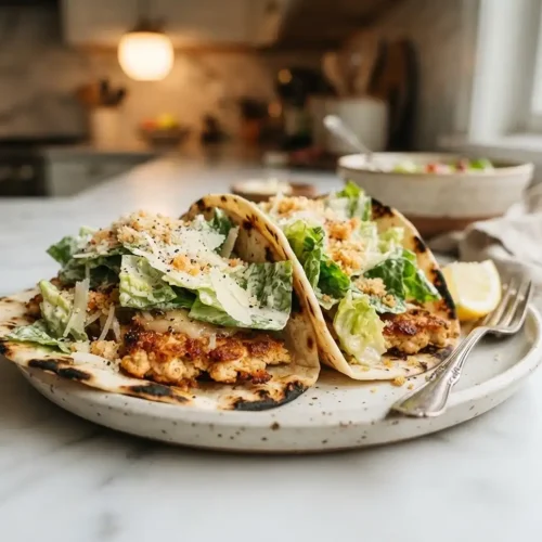 Caesar Chicken Smash Tacos