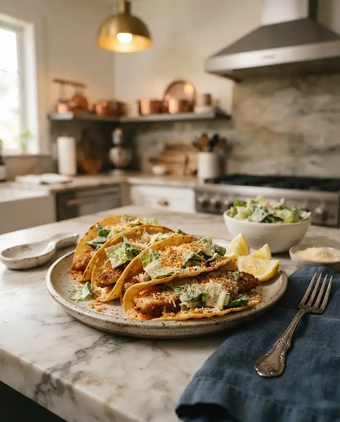 Caesar Chicken Smash Tacos Recipe