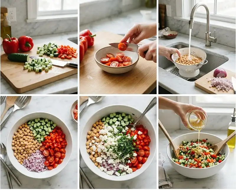 Mediterranean Salad with Chickpeas 4 How to make mediterranean salad with chickpeas