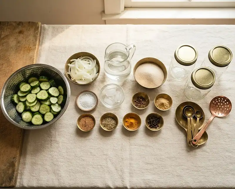 Ingredients for mount olive sweet heat bread and butter pickles