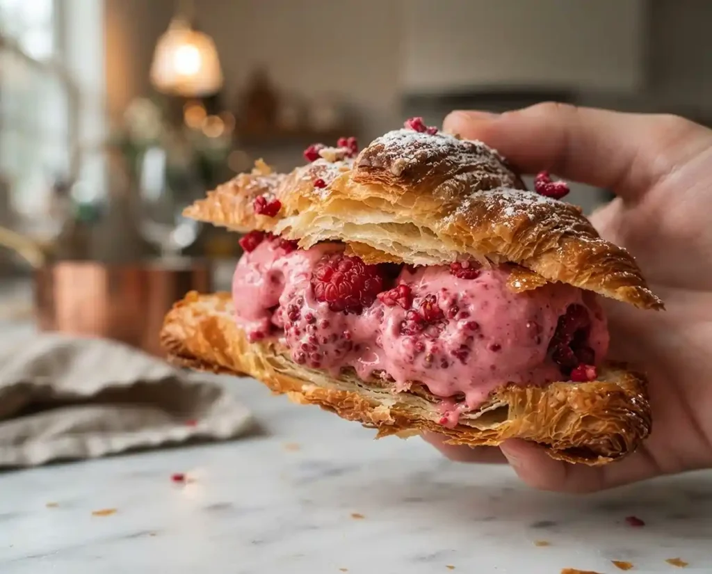Raspberry Croissant Ice Cream Sandwich Recipe