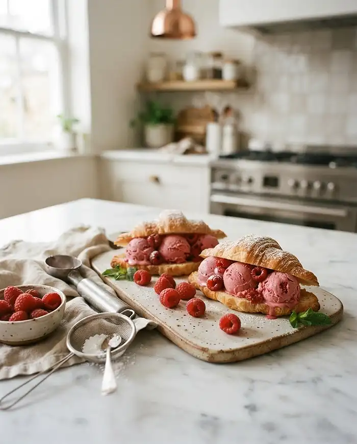 Raspberry Croissant Ice Cream Sandwich 5 Raspberry Croissant Ice Cream Sandwich
