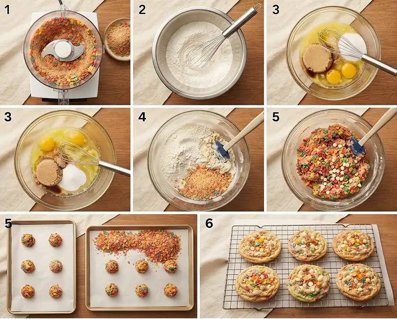 Step by step to make fruity pebbles cookie recipe​