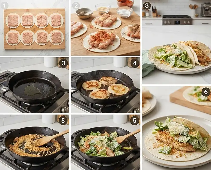 how to make Chicken Caesar Smashed Tacos​