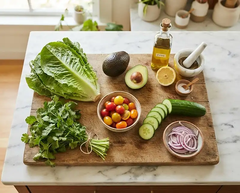Avocado Romaine Salad 3 romaine avocado salad ingredients
