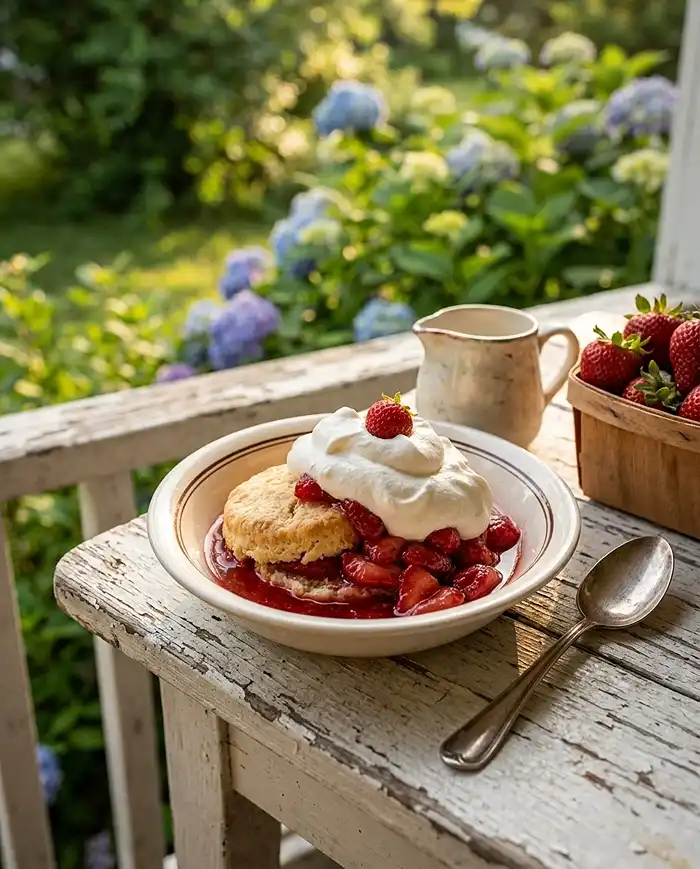 7 Ultimate Strawberry Shortcake Recipes 2 Classic strawberry shortcake recipes served porch-style with a split biscuit, juicy sliced strawberries, and whipped cream in a vintage bowl
