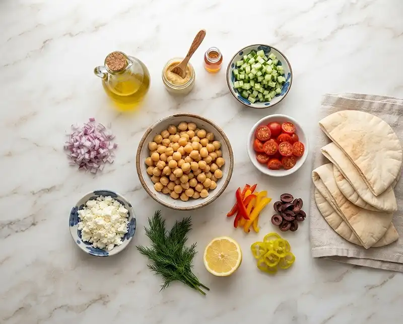 Chickpea Scoopable Salad 3 INgredients for chickpea scoopable salad