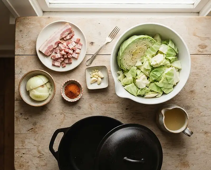 Ingredients for smothered cabbage recipe​