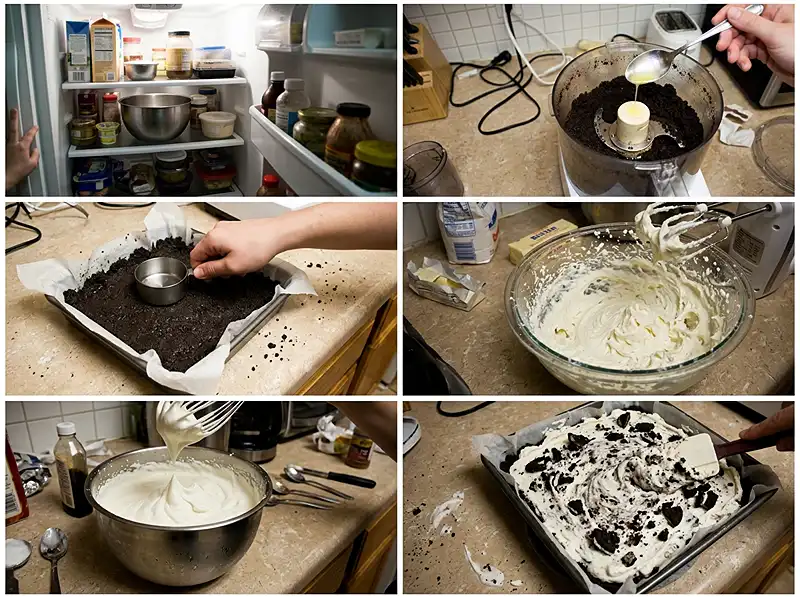 Make no bake oreo cheesecake bars​ step by step