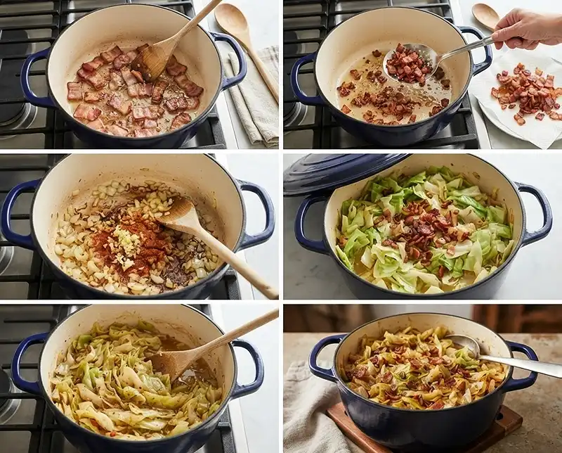 Making Southern Fried Smothered Cabbage