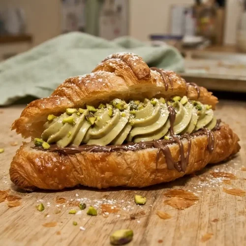 Pistachio Cream Croissants 2 Pistachio Cream Croissants