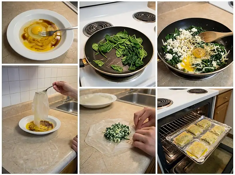 Spanakopita Rice Paper Recipe 4 Rice Paper Spanakopita step by step