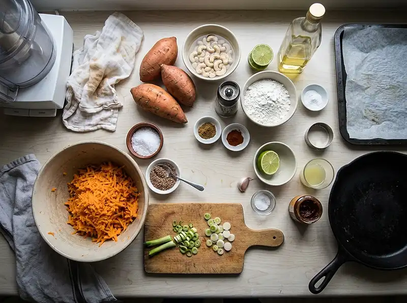 Sweet Potato Fritters Recipe 3 main ingredients for sweet potato patties