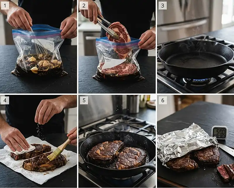 making Coffee-marinated steak
