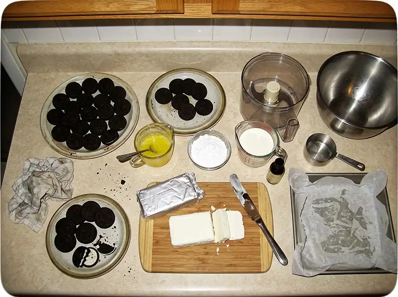 my ingredients for no bake oreo cheesecake bars​
