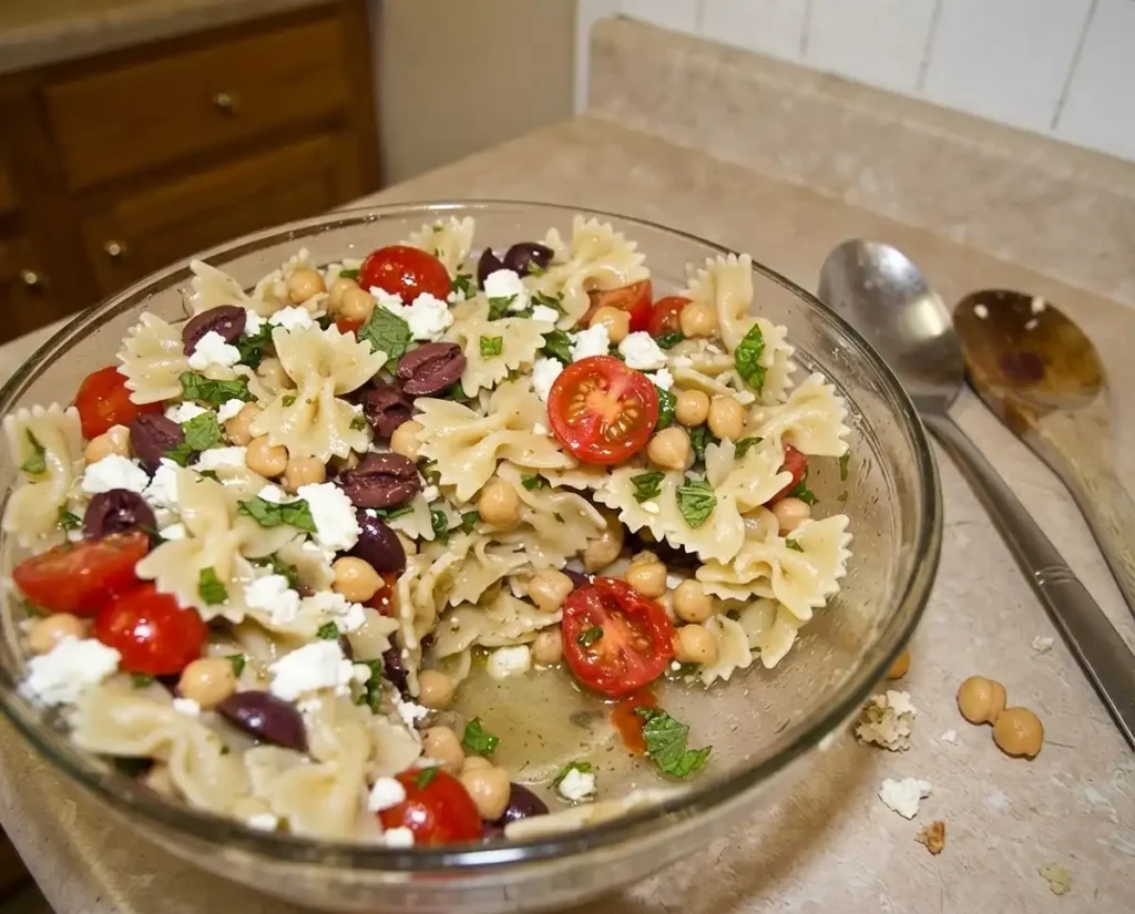 pasta salad with beans and feta​