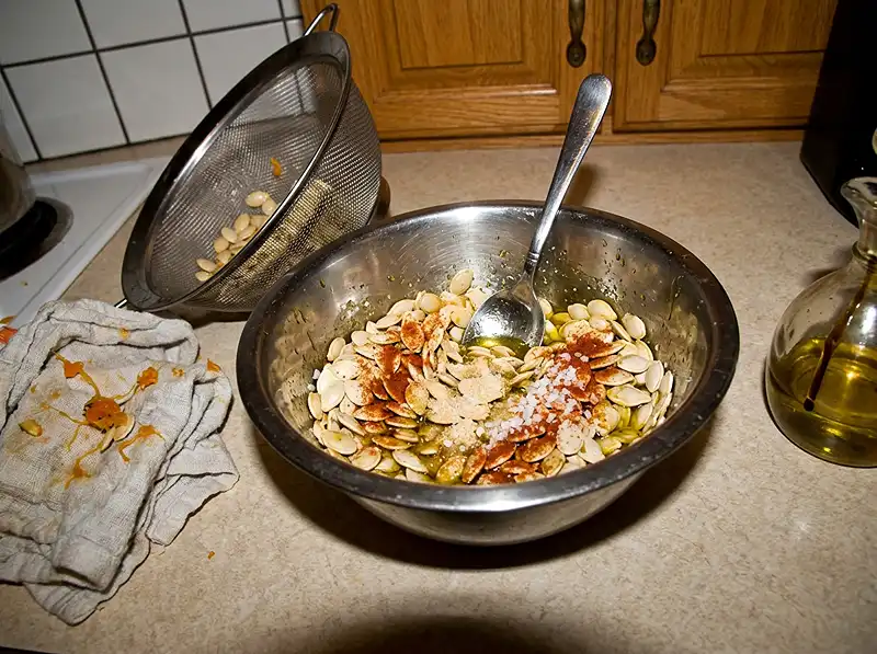 seeds in the bowl mid‑toss