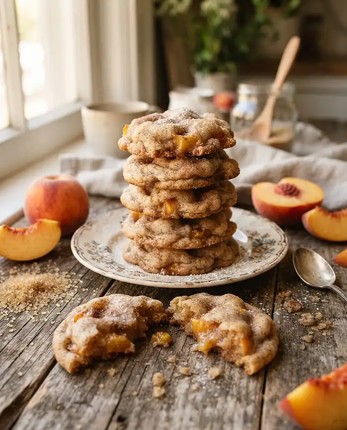 Cozy Peach Dessert Recipes 6 soft chewy peach cobbler cookies for easy summer baking